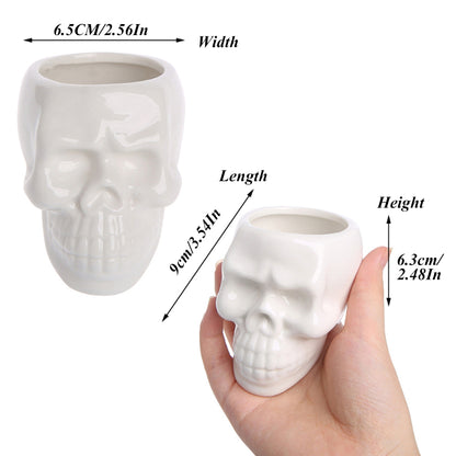Ceramic Skull Plant Pot for Small Indoor Plants by HitMyNeed