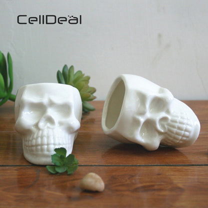 Ceramic Skull Plant Pot for Small Indoor Plants by HitMyNeed
