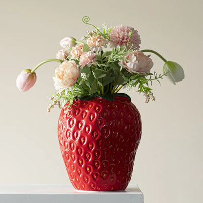 Ceramic Strawberry Flower Vase 17 x 19 cm by HitMyNeed