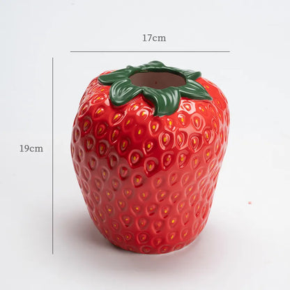 Ceramic Strawberry Flower Vase 17 x 19 cm c by HitMyNeed