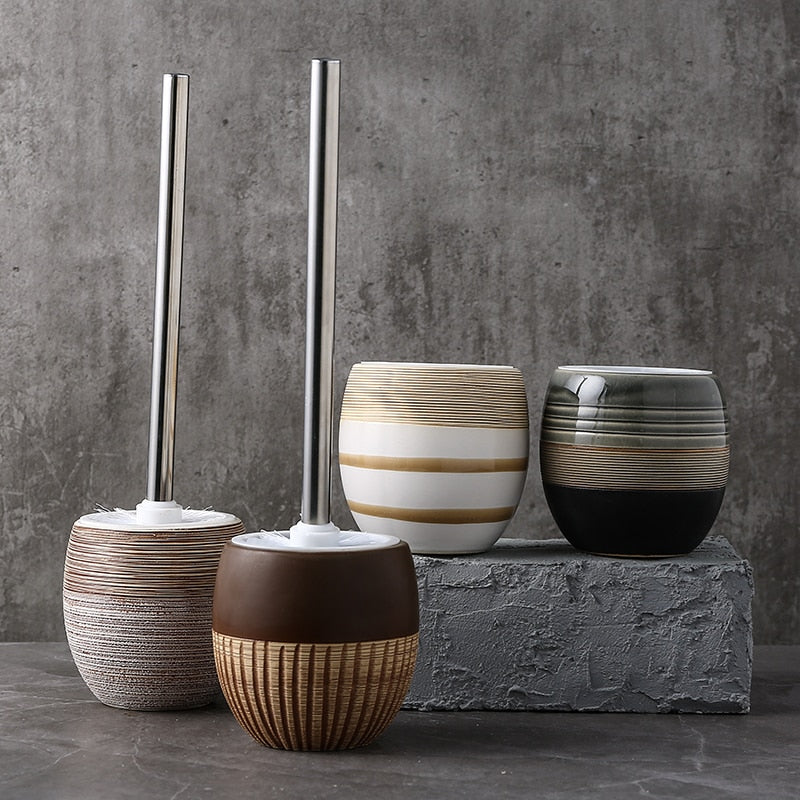 Ceramic Toilet Brush and Holder Set by HitMyNeed