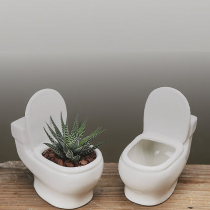 Ceramic Toilet Flower Pot Planter for Succulents by HitMyNeed