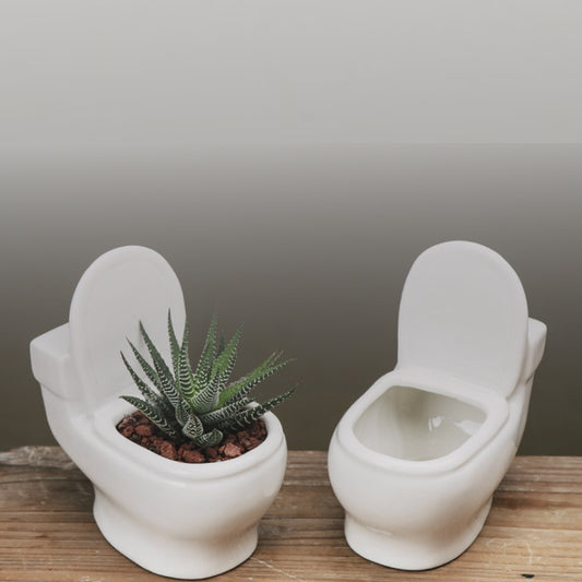 Ceramic Toilet Flower Pot Planter for Succulents by HitMyNeed
