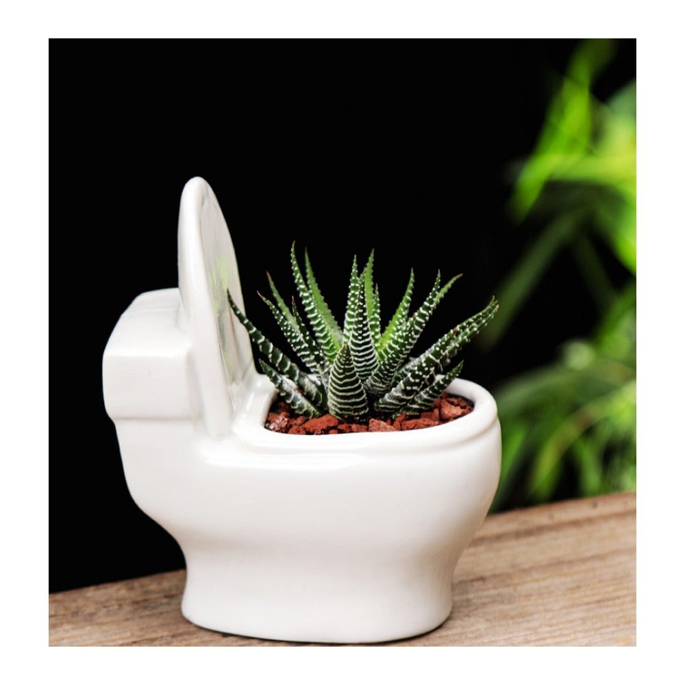 Ceramic Toilet Flower Pot Planter for Succulents by HitMyNeed