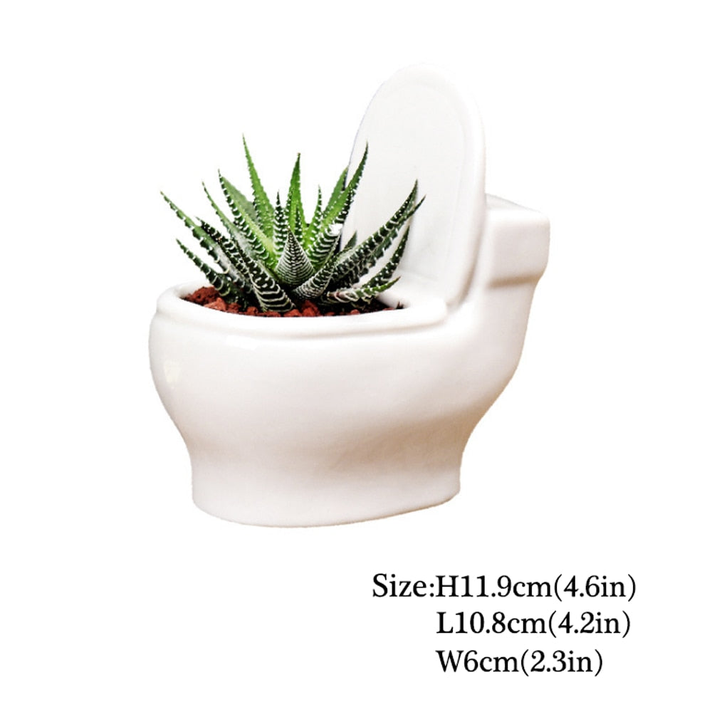 Ceramic Toilet Flower Pot Planter for Succulents by HitMyNeed