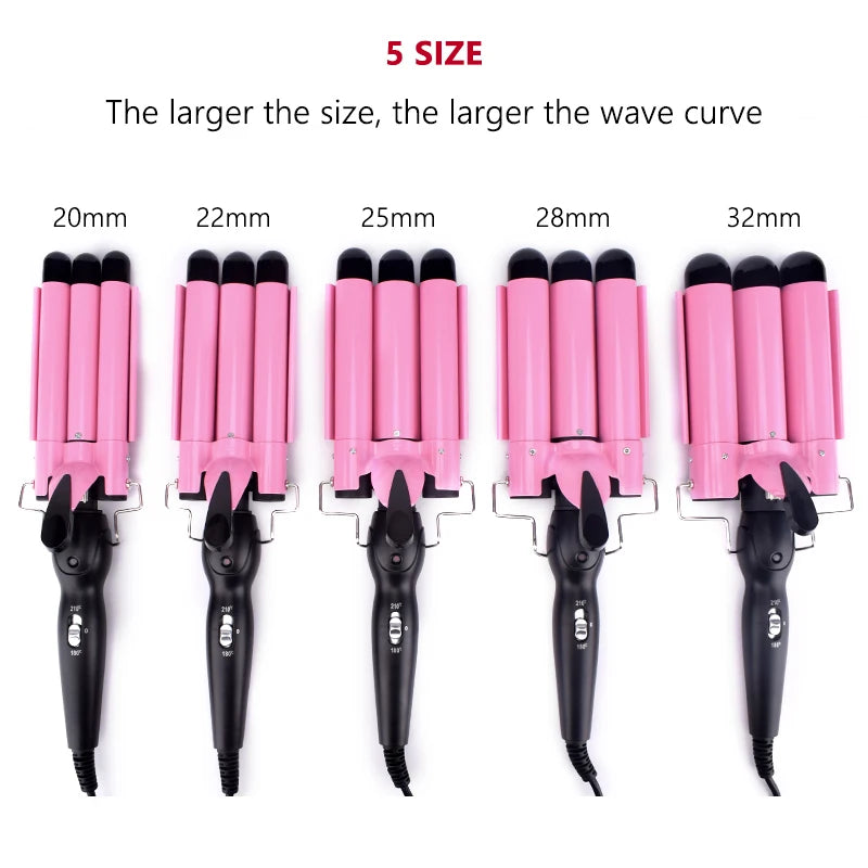 Ceramic Triple Barrel Hair Waver with Dual Heat Modes by HitMyNeed