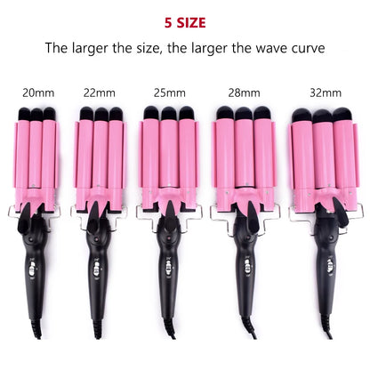 Ceramic Triple Barrel Hair Waver with Dual Heat Modes by HitMyNeed
