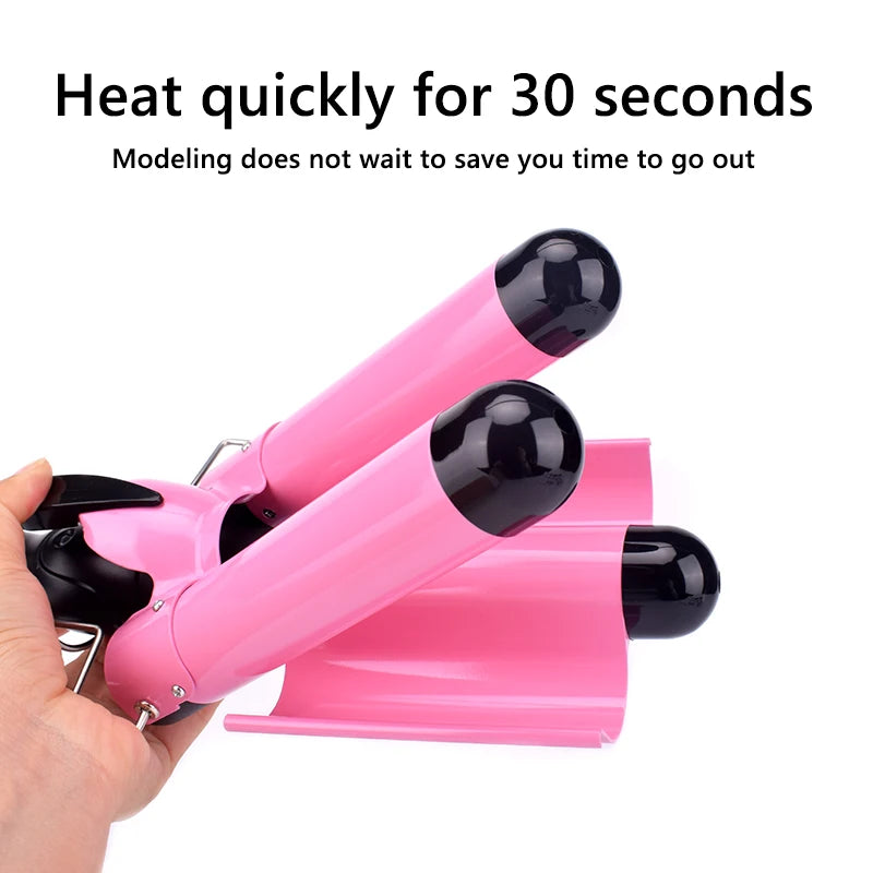 Ceramic Triple Barrel Hair Waver with Dual Heat Modes by HitMyNeed