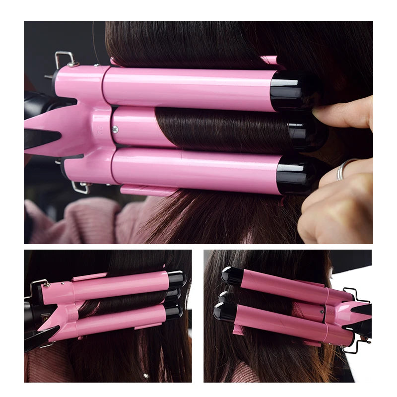 Ceramic Triple Barrel Hair Waver with Dual Heat Modes by HitMyNeed