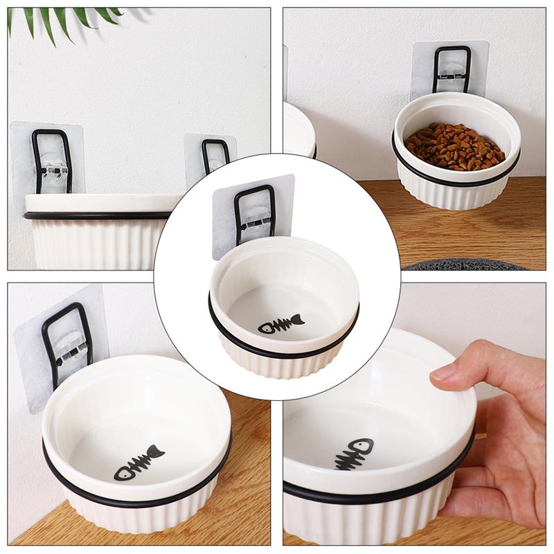 Ceramic Wall Mounted Dog Bowl with Iron Rack by HitMyNeed