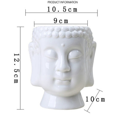 Ceramic White Buddha Head Planter by HitMyNeed