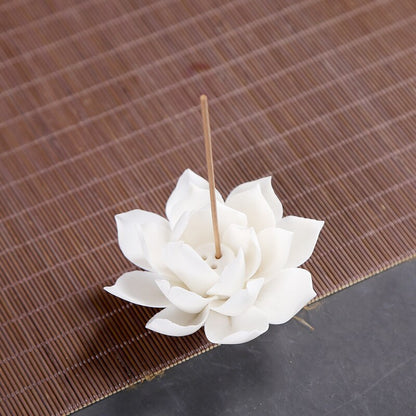 Ceramic White Lotus Incense Burner by HitMyNeed