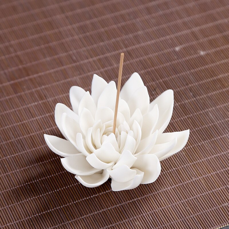 Ceramic White Lotus Incense Burner by HitMyNeed