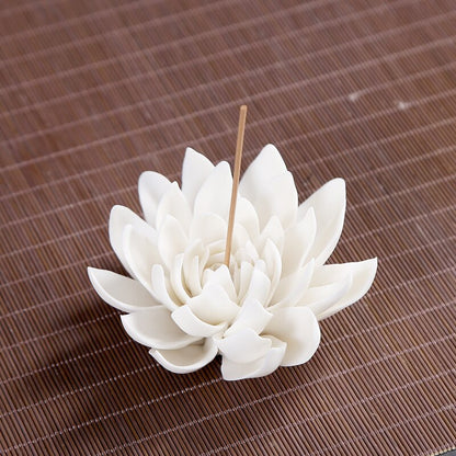 Ceramic White Lotus Incense Burner by HitMyNeed