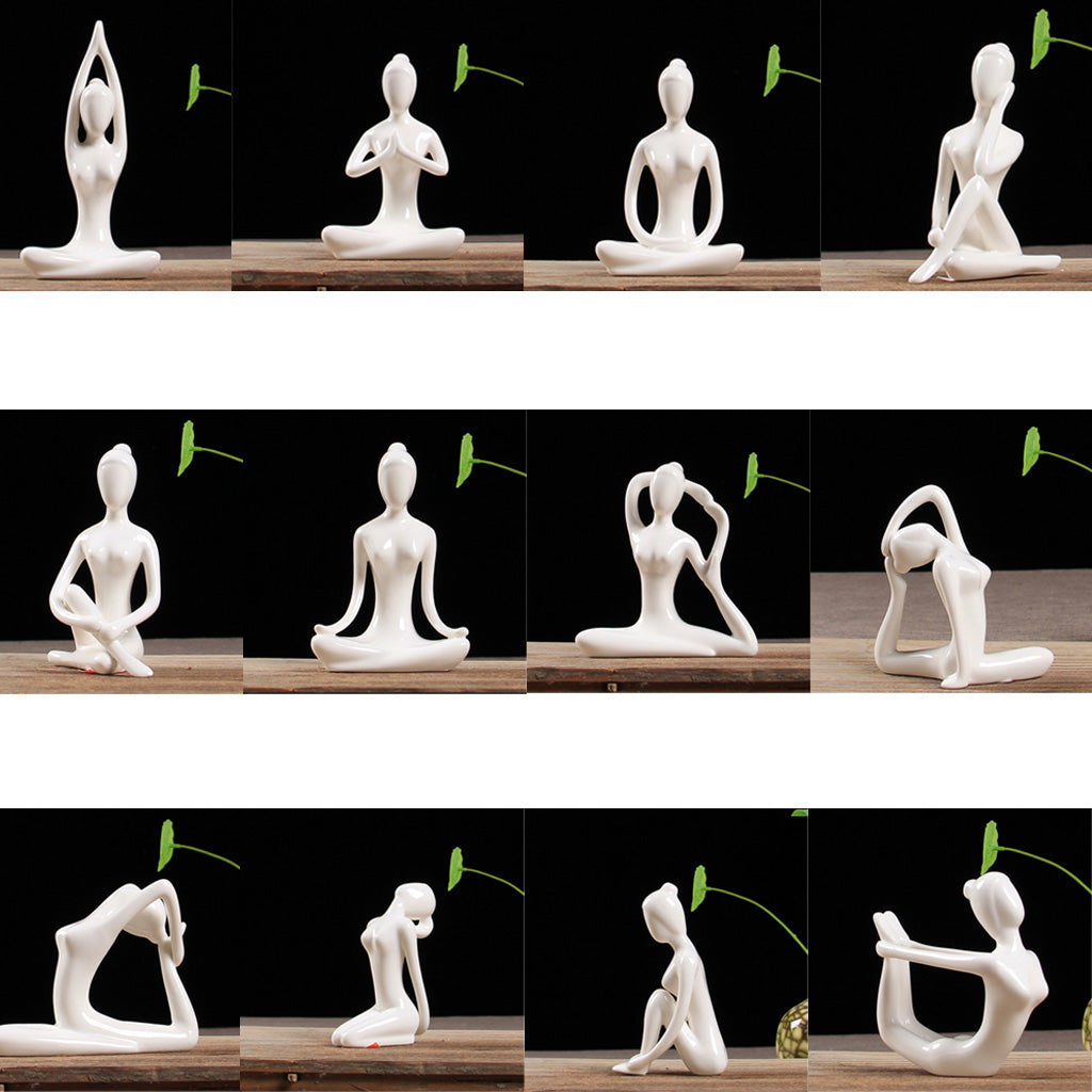 Ceramic Yoga Figurine Ornaments Set (12 Pieces) by HitMyNeed
