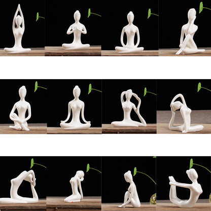 Ceramic Yoga Figurine Ornaments Set (12 Pieces) by HitMyNeed