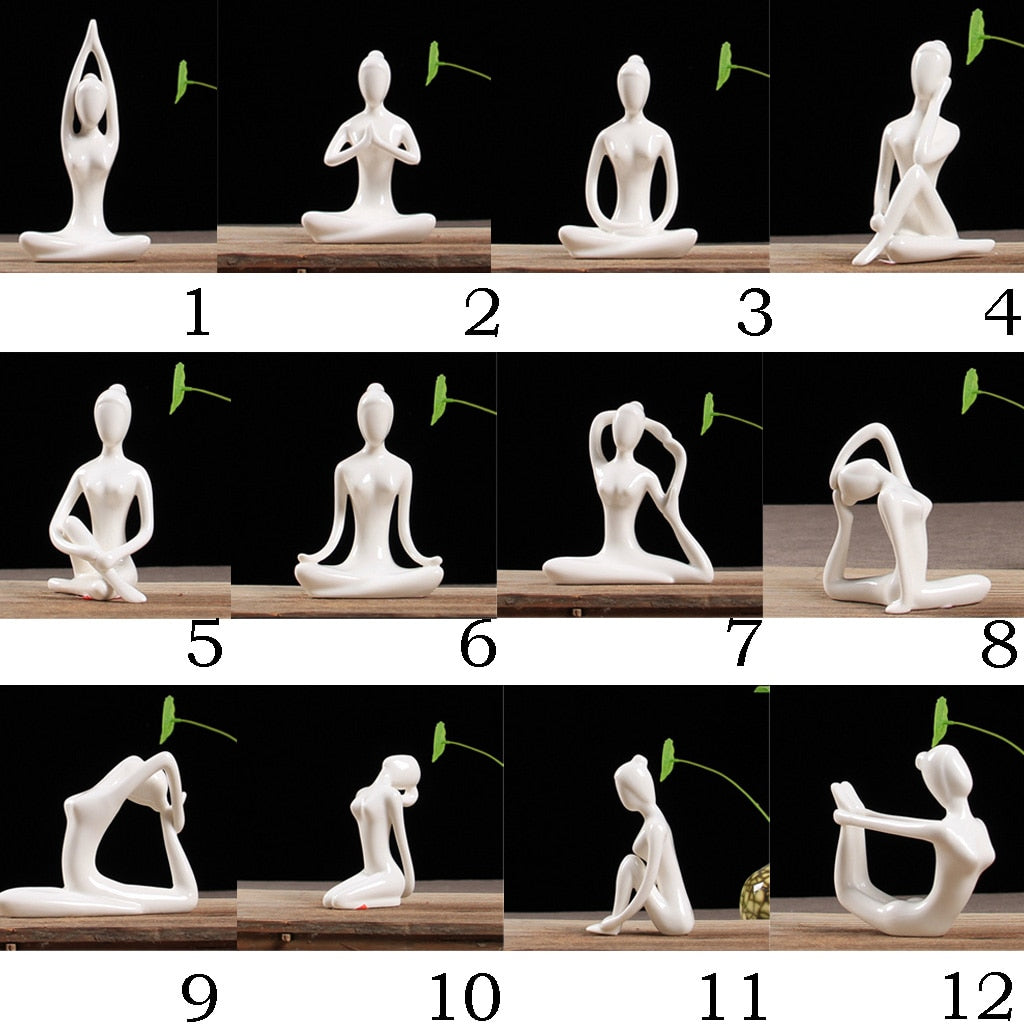 Ceramic Yoga Figurine Ornaments Set (12 Pieces) by HitMyNeed