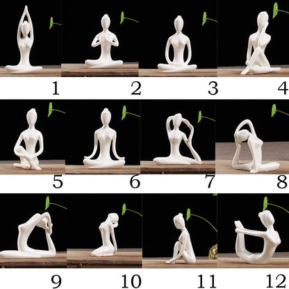 Ceramic Yoga Figurine Ornaments Set (12 Pieces) by HitMyNeed