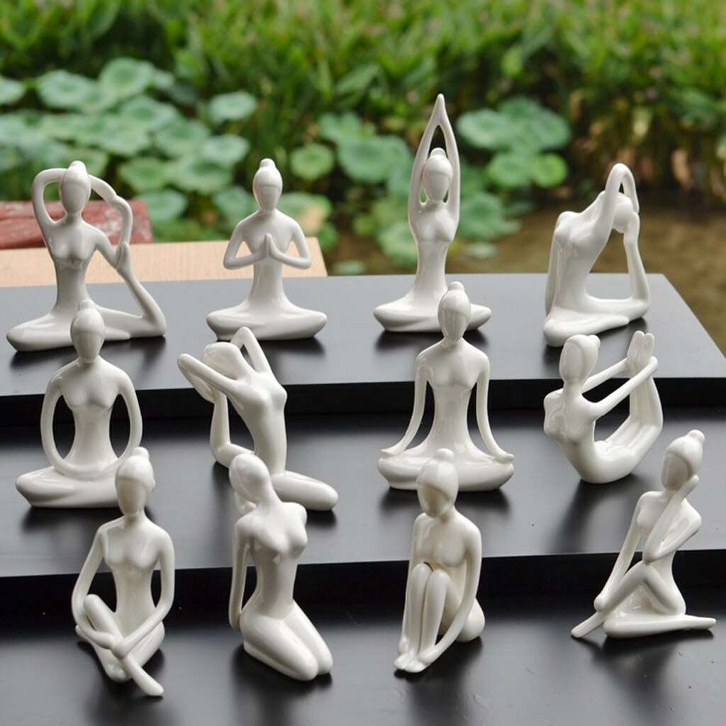 Ceramic Yoga Figurine Ornaments Set (12 Pieces) by HitMyNeed