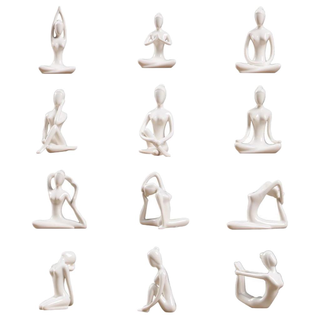 Ceramic Yoga Figurine Ornaments Set (12 Pieces) by HitMyNeed