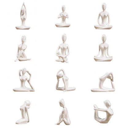 Ceramic Yoga Figurine Ornaments Set (12 Pieces) by HitMyNeed