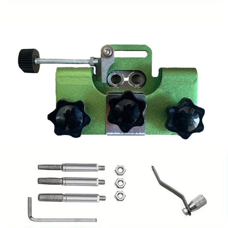 Chainsaw Chain Sharpening Jig & Sharpener Kit green-and-3-head by HitMyNeed