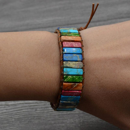 Chakra Bracelet with Colorful Healing Stone Beads by HitMyNeed