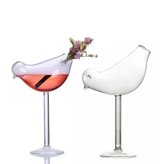 Champagne and Wine Bird Cocktail Glass Set of 2 by HitMyNeed