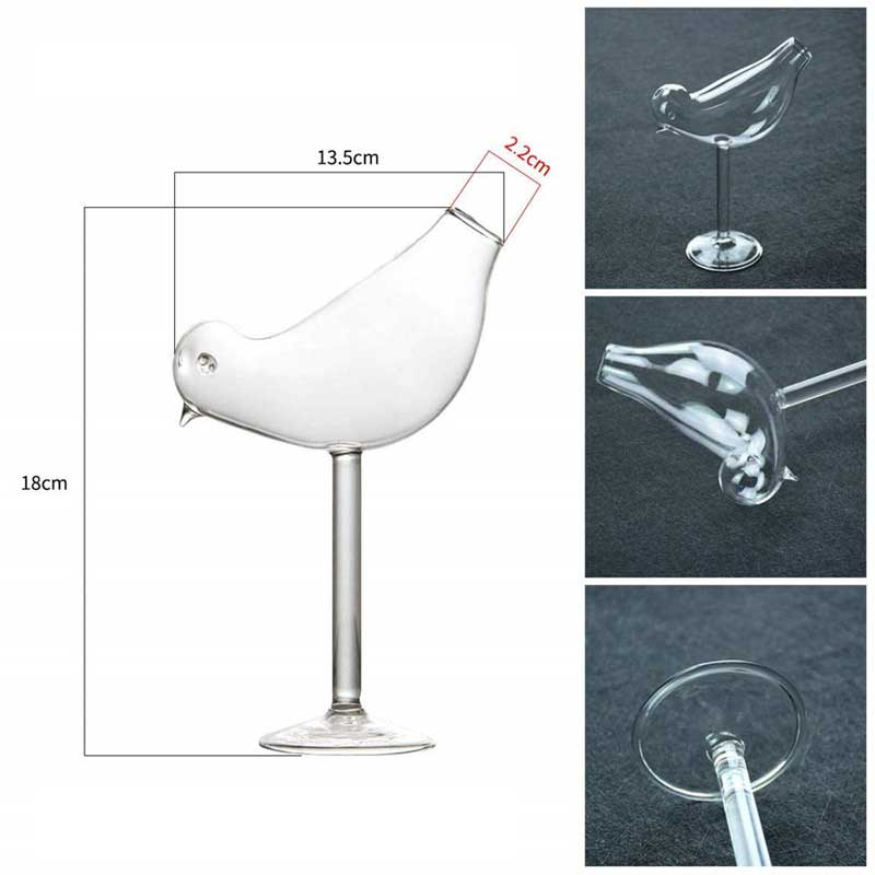 Champagne and Wine Bird Cocktail Glass Set of 2 by HitMyNeed