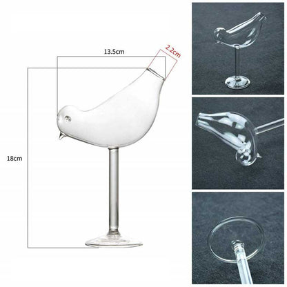 Champagne and Wine Bird Cocktail Glass Set of 2 by HitMyNeed