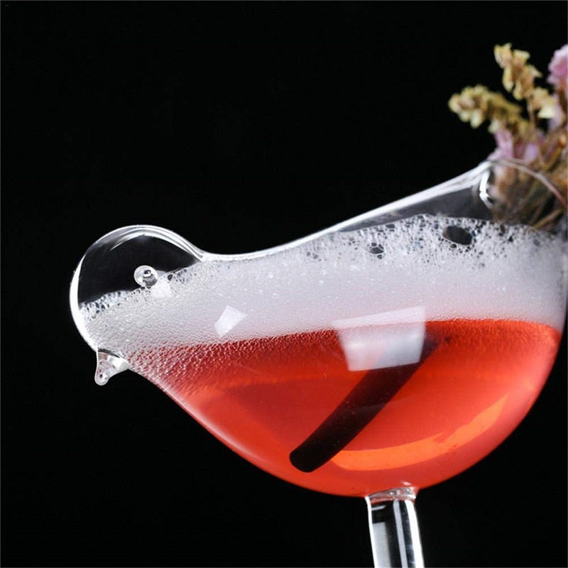 Champagne and Wine Bird Cocktail Glass Set of 2 by HitMyNeed