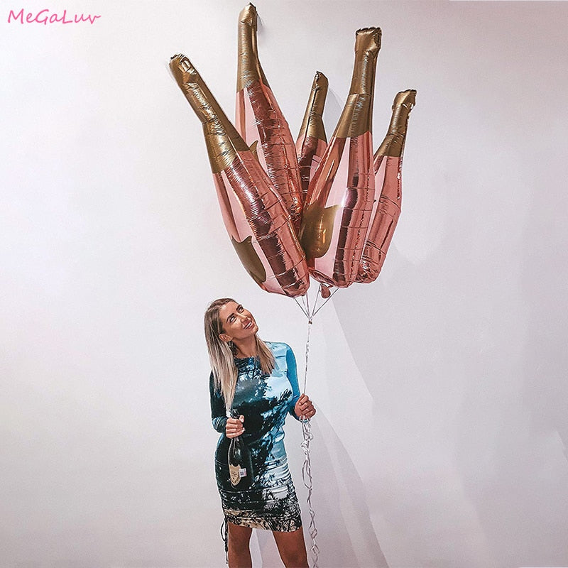 Champagne Bottle Foil Balloons Decor Set (3 Pack) by HitMyNeed