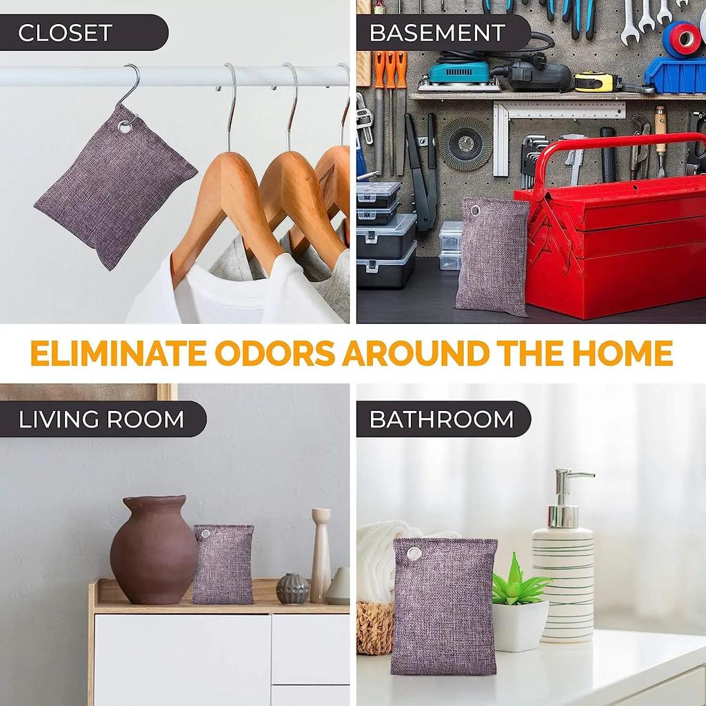 Charcoal Deodorizer Bags with Hooks (3 or 6 Pack) by HitMyNeed