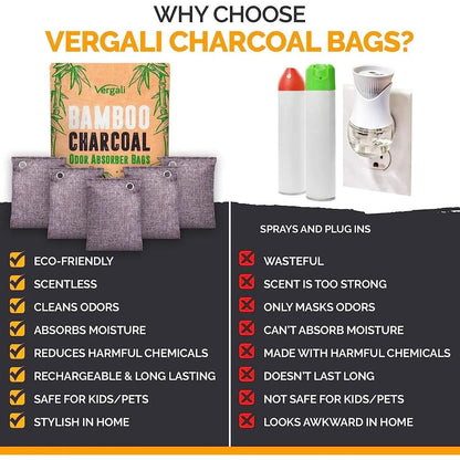 Charcoal Deodorizer Bags with Hooks (3 or 6 Pack) by HitMyNeed
