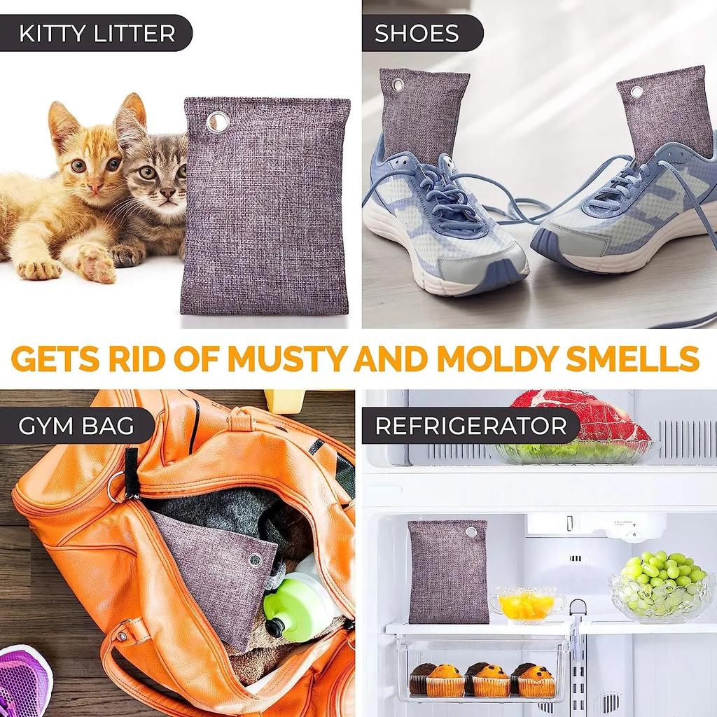 Charcoal Deodorizer Bags with Hooks (3 or 6 Pack) by HitMyNeed