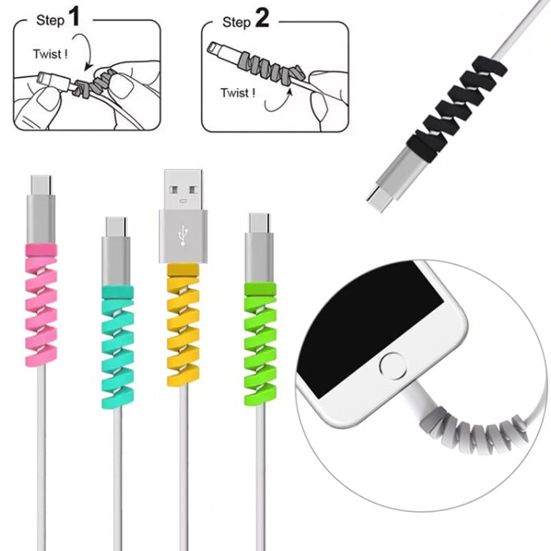 Charging Cord Protectors and Cable Winders (4 Pack) by HitMyNeed