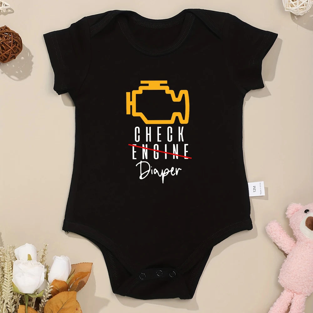 Check Diaper Funny Newborn Cotton Onesie 23xx0136-hy-black 3m by HitMyNeed