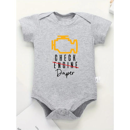 Check Diaper Funny Newborn Cotton Onesie 23xx0136-hy-grey 9m by HitMyNeed