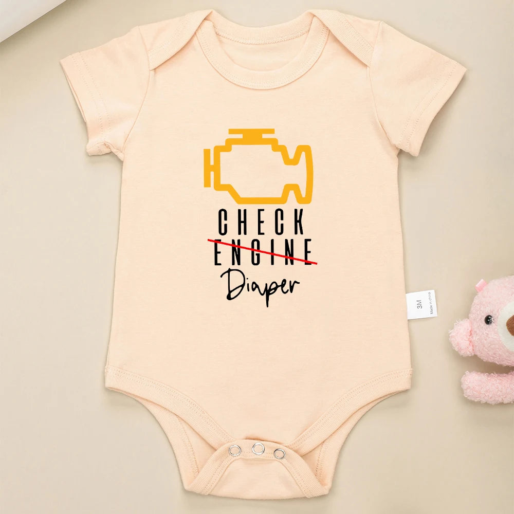Check Diaper Funny Newborn Cotton Onesie 23xx0136-hy-khaki 24m by HitMyNeed