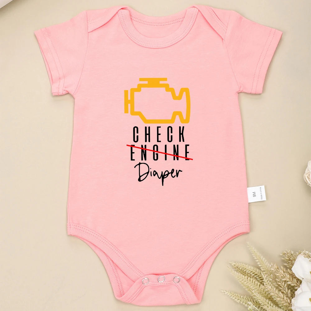 Check Diaper Funny Newborn Cotton Onesie 23xx0136-hy-pink 9m by HitMyNeed