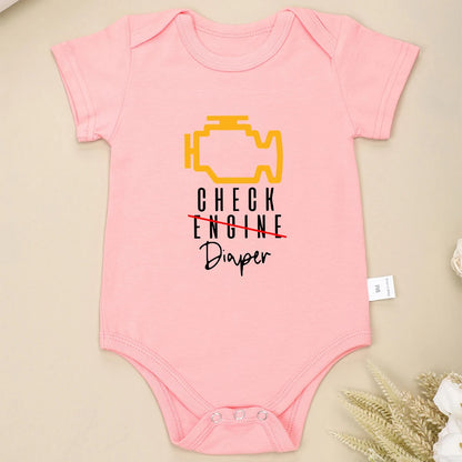 Check Diaper Funny Newborn Cotton Onesie 23xx0136-hy-pink 9m by HitMyNeed