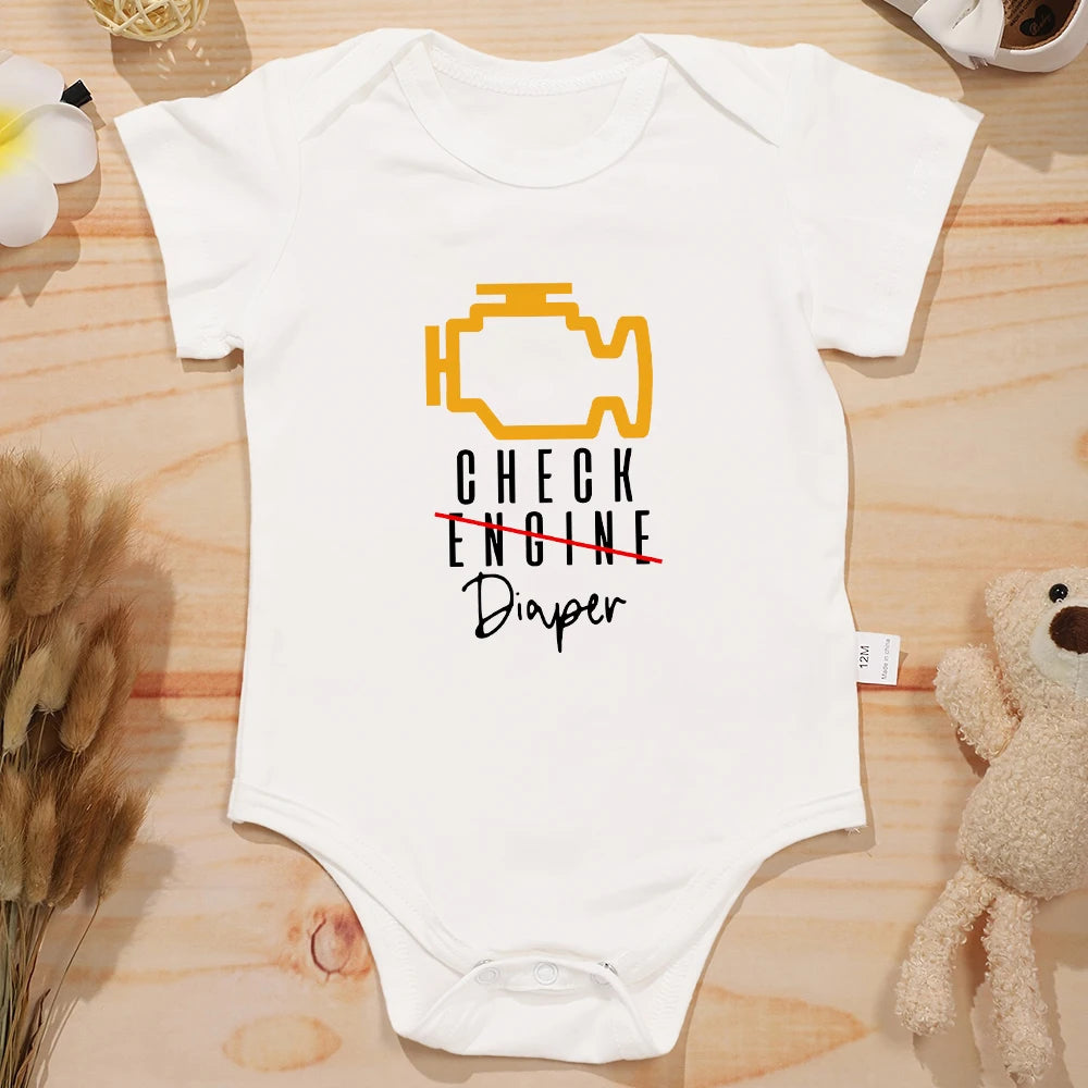Check Diaper Funny Newborn Cotton Onesie 23xx0136-hy-white 24m by HitMyNeed