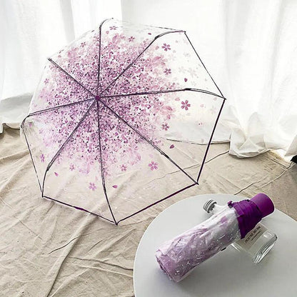 Cherry Blossom Transparent Travel Umbrella by HitMyNeed