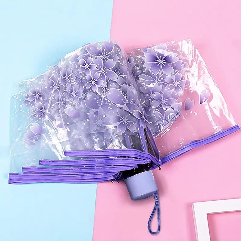 Cherry Blossom Transparent Travel Umbrella by HitMyNeed