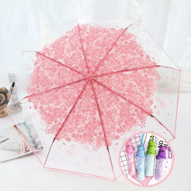 Cherry Blossom Transparent Travel Umbrella by HitMyNeed