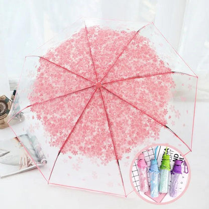 Cherry Blossom Transparent Travel Umbrella by HitMyNeed