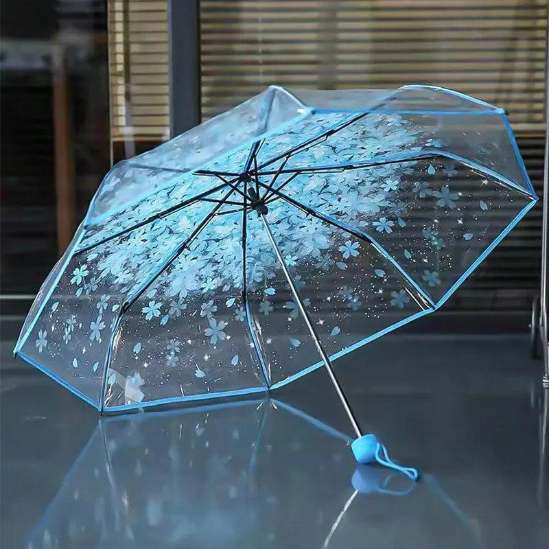 Cherry Blossom Transparent Travel Umbrella by HitMyNeed