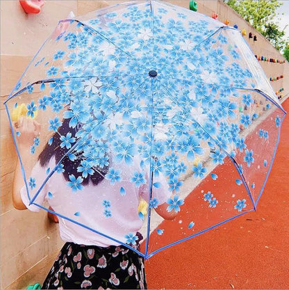 Cherry Blossom Transparent Travel Umbrella blue by HitMyNeed