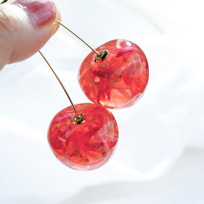 Cherry Drop Earrings with Crystal Fruit Charms by HitMyNeed