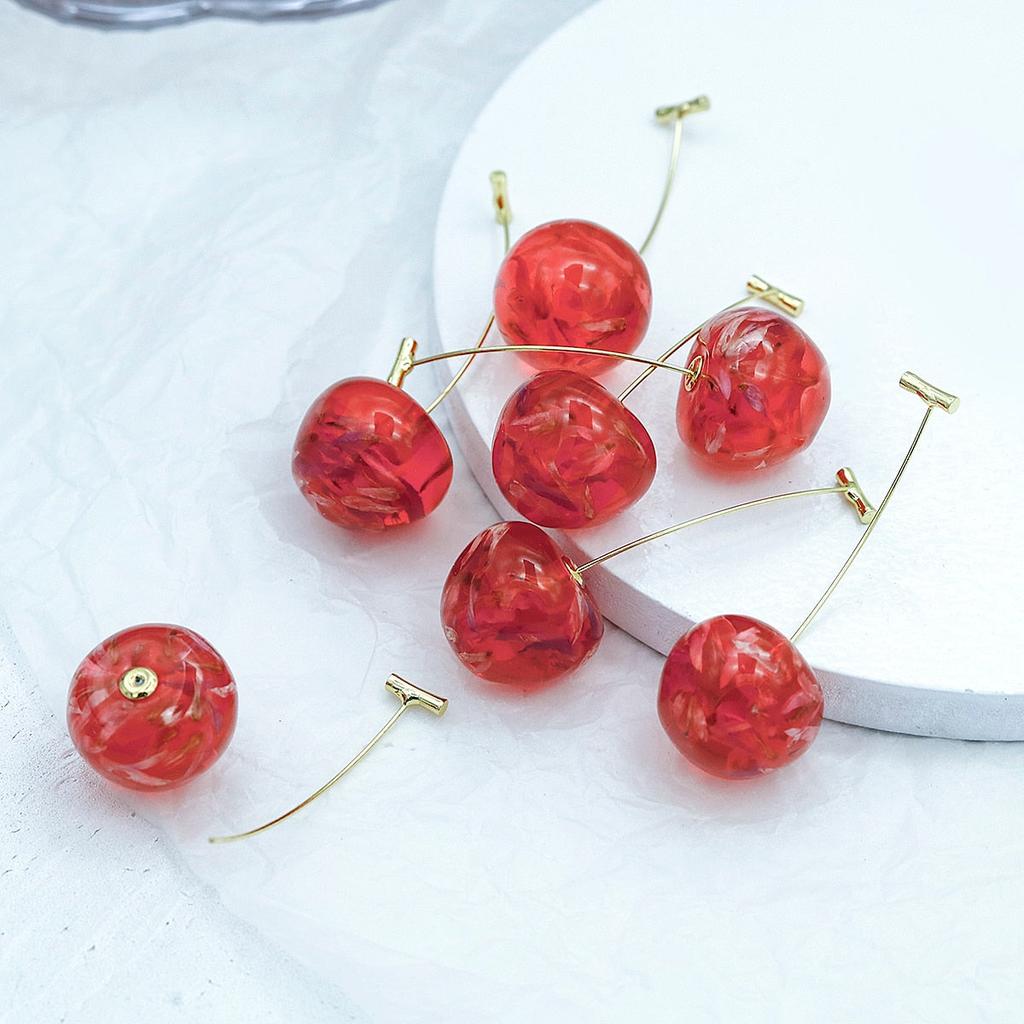 Cherry Drop Earrings with Crystal Fruit Charms by HitMyNeed